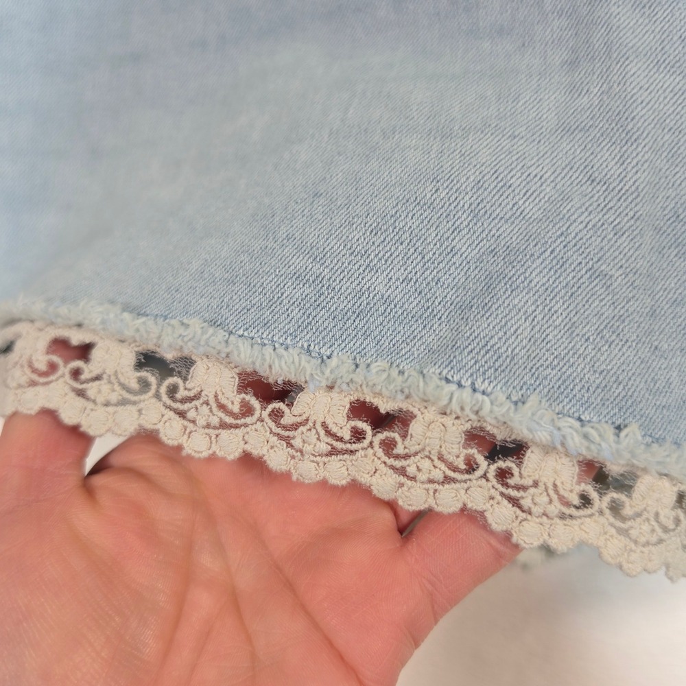 NoBo Denim Shorts Womens 16 Light Blue Boho Crochet Coquette Festival Coastal - Picture 11 of 16